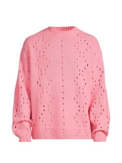 Givenchy Distressed Argyle-knit Sweater In Pink