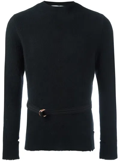 Givenchy Distressed Crew Neck Sweater In Black