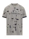 Givenchy Distressed Crewneck T-shirt In Grey Blue