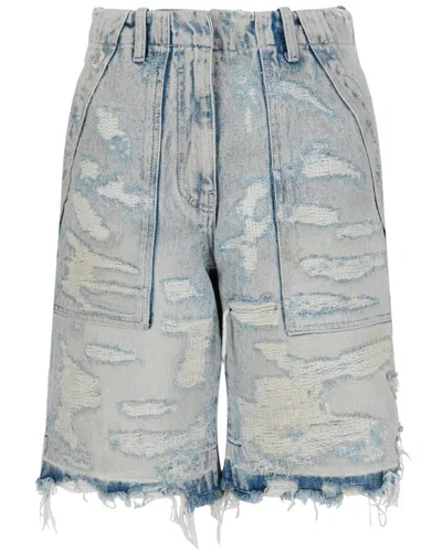 Givenchy Distressed Denim Short In Blue