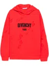 Givenchy Distressed-effect Hoodie In Red