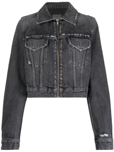 GIVENCHY DISTRESSED-EFFECT ZIPPED DENIM JACKET