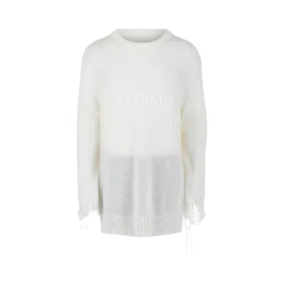 Pre-owned Givenchy Distressed Knit Sweater 'white' | Men's Size Xl