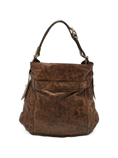 Pre-owned Givenchy Distressed Leather Shoulder Bag In Brown