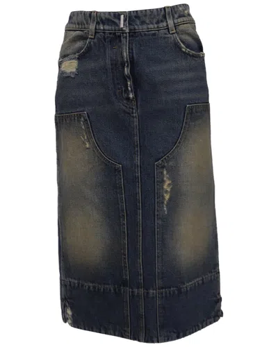 Pre-owned Givenchy Distressed Low-rise Midi Skirt