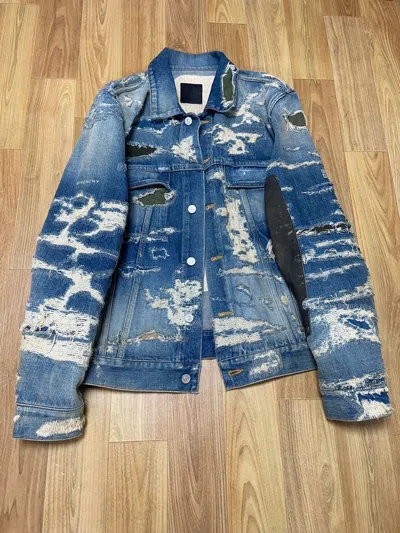 Pre-owned Givenchy Distressed Moleskin Boro Denim Jacket In Blue