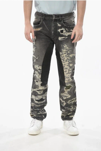 Givenchy Distressed Regular-fit Jeans With 20cm Patches In Black