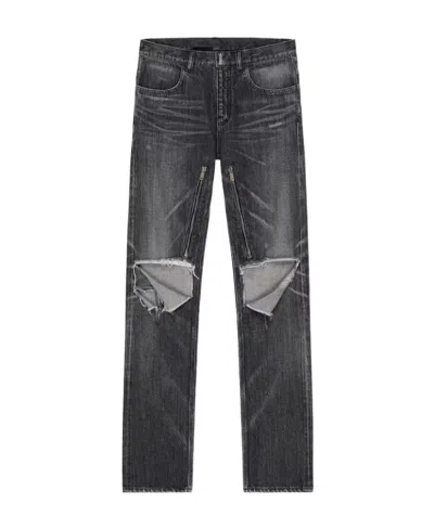 Givenchy Distressed Straight-leg Denim Jeans In Black