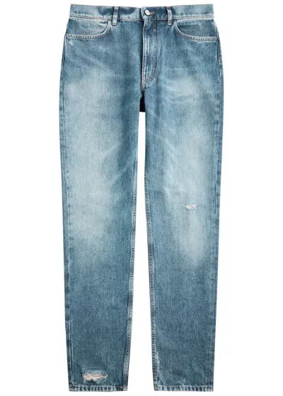 Givenchy Distressed Straight-leg Jeans In Blue