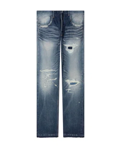 Givenchy Distressed Straight-leg Jeans In Blue