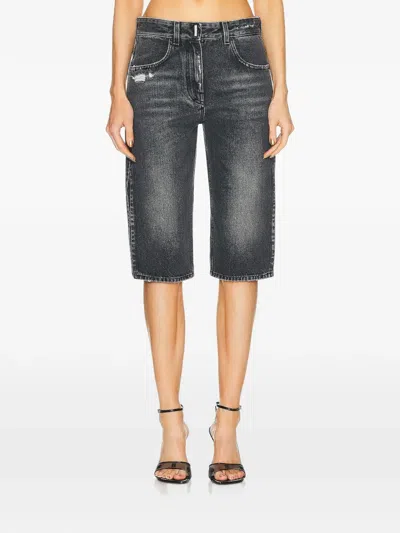 Givenchy Distressed-effect Denim Shorts In Black