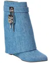 Givenchy Shark Lock Denim Bootie In Blue