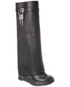 Givenchy Shark Lock Leather Biker Boot In Black