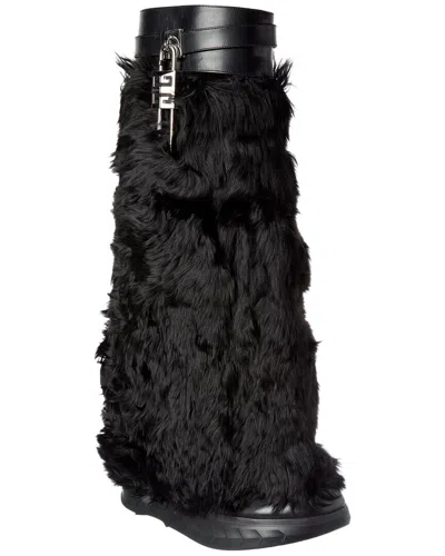 Givenchy Dnu Inv  Shark Lock Leather Biker Boot In Black