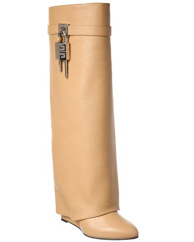 Givenchy Dnu Inv  Shark Lock Leather Boot In Neutral