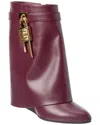 Givenchy Dnu Inv  Shark Lock Leather Bootie In Red