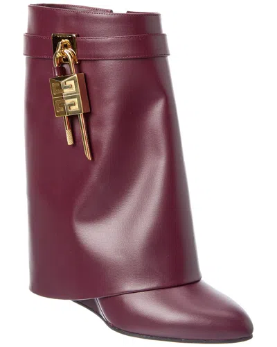 Givenchy Dnu Inv  Shark Lock Leather Bootie In Red