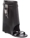 Givenchy Shark Lock Leather Sandal In Black