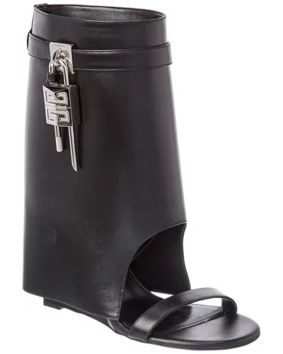 Givenchy Shark Lock Leather Sandal In Black