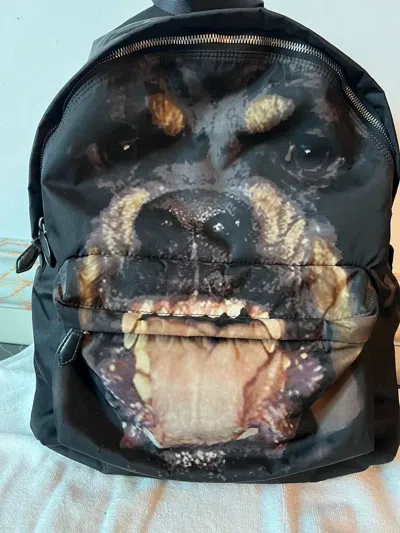 Pre-owned Givenchy Dog Head Backpack In Black