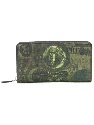 Givenchy Dollar Print Zipped Wallet In Green