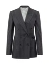 Givenchy Double Breasted 100% Wool Blazer Jacket In Dark Navy