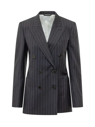 Givenchy Double Breasted 100% Wool Blazer Jacket In Dark Navy