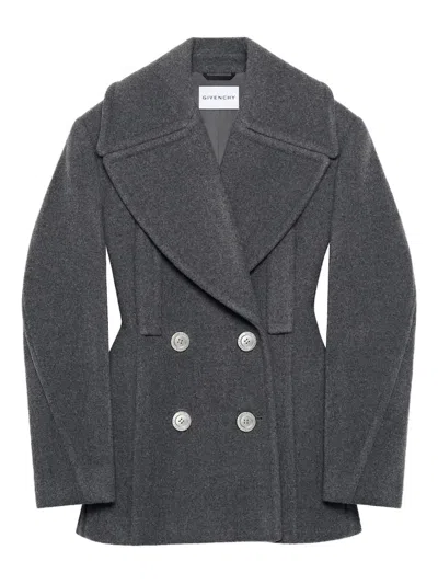 Givenchy Double-breasted Balloon-sleeve Jacket In Gray