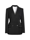 Givenchy Double Breasted Integrated Collar Wool Jacket In Black