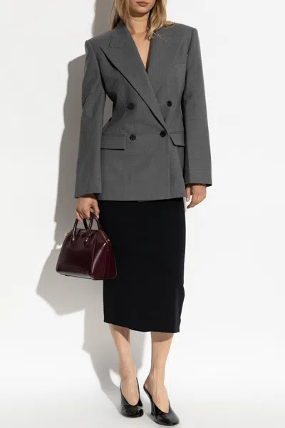 Givenchy Womens Double-breasted Peak-lapel Wool Blazer Medium Grey In Gray