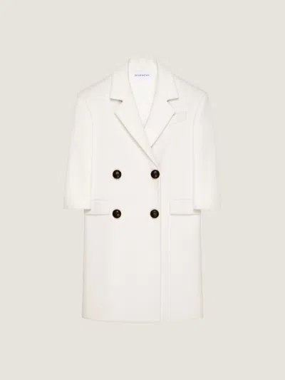 Givenchy Double Breasted Coat In Wool In White