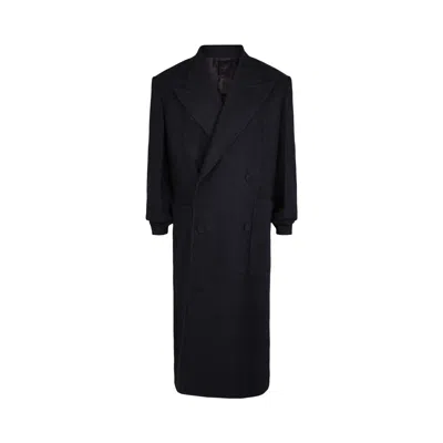 Pre-owned Givenchy Double Breasted Herringbone Coat 'dark Purple' | Men's Size 46