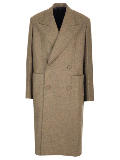 Givenchy Double-breasted Oversize Wool Coat In Green