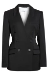 Givenchy Double Breasted Integrated Collar Wool Jacket In Black