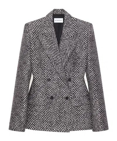 GIVENCHY DOUBLE-BREASTED JACKET IN HERRINGBONE MIXED WOOL