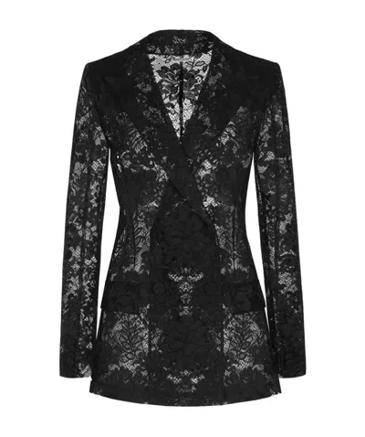 Givenchy Double-breasted Jacket In Lace In Black