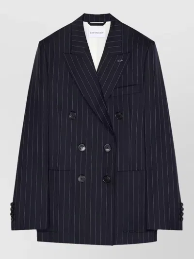 GIVENCHY DOUBLE BREASTED JACKET PINSTRIPE FRONT POCKETS
