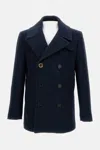 Givenchy Blue Coat With Wide Lapels And Logoed Buttons In Wool Man In Blue
