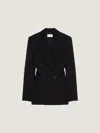 Givenchy Double-breasted Slashed Jacket In Wool In Black