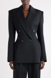 Givenchy Double Breasted Slashed Wool Blazer In Black