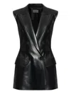 Givenchy Double-breasted Sleeveless Jacket In Leather In Black