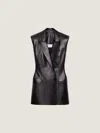 Givenchy Double-breasted Sleeveless Jacket In Leather In Black