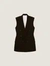 Givenchy Double Breasted Sleeveless Jacket In Wool Twill In Black