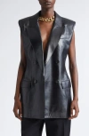 Givenchy Double Breasted Sleeveless Leather Blazer In Black