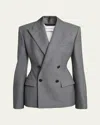 Givenchy Double Breasted Slim Fit Wool Blazer In Gray