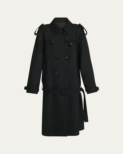 Givenchy Double-breasted Volume Belted Wool Trench Coat In Black