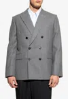 Givenchy Double-breasted Wool Blazer In Gray