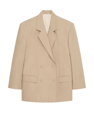 Givenchy Womens Beige Double-breasted Notched-lapel Wool Blazer