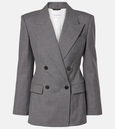 Givenchy Double-breasted Wool Tuxedo Jacket In Gray