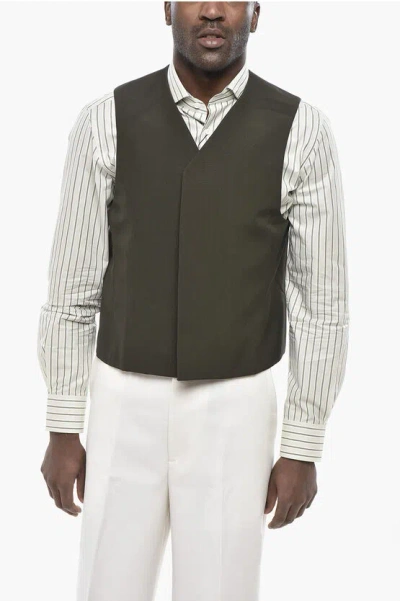 Givenchy Double-breasted Wool Vest With Concealed Button Closure In Green